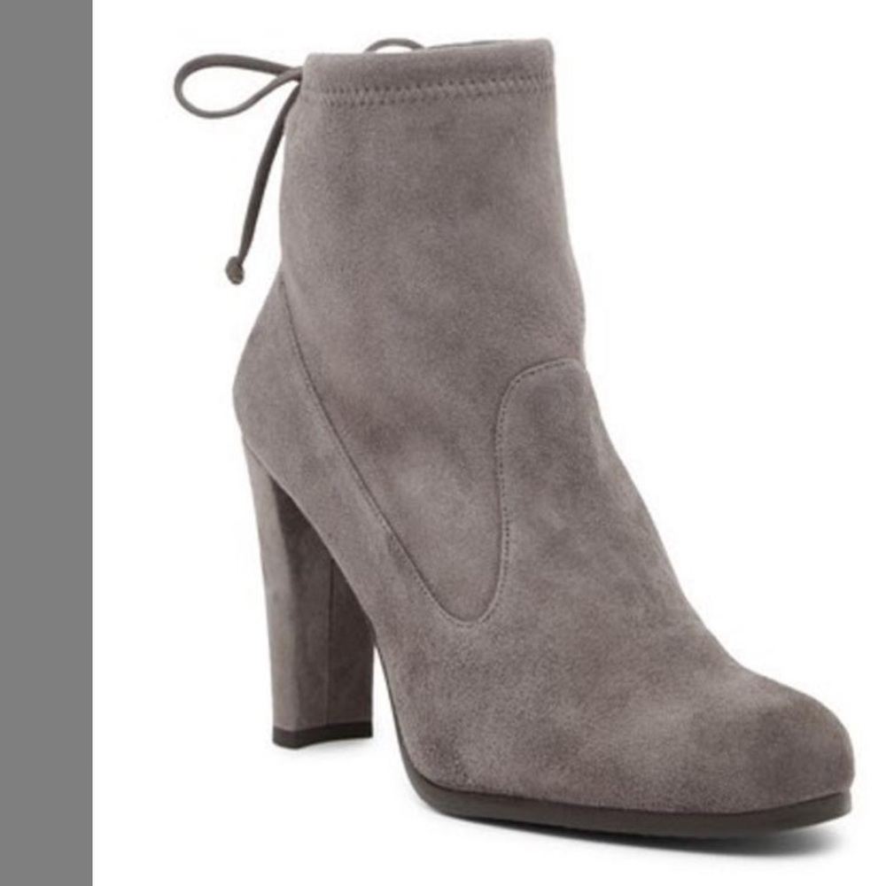 Stuart Weitzman Gray Glove Stretch Suede Ankke Booties
